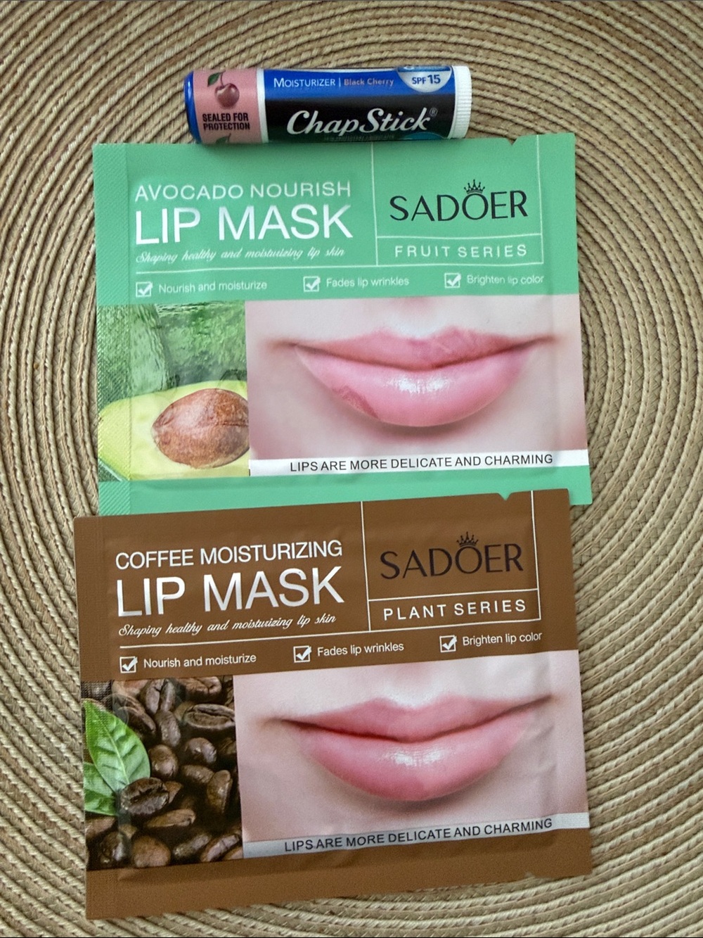 Sadoer Coffee & Avocado Lip Mask with Cherry Chapstick NWT